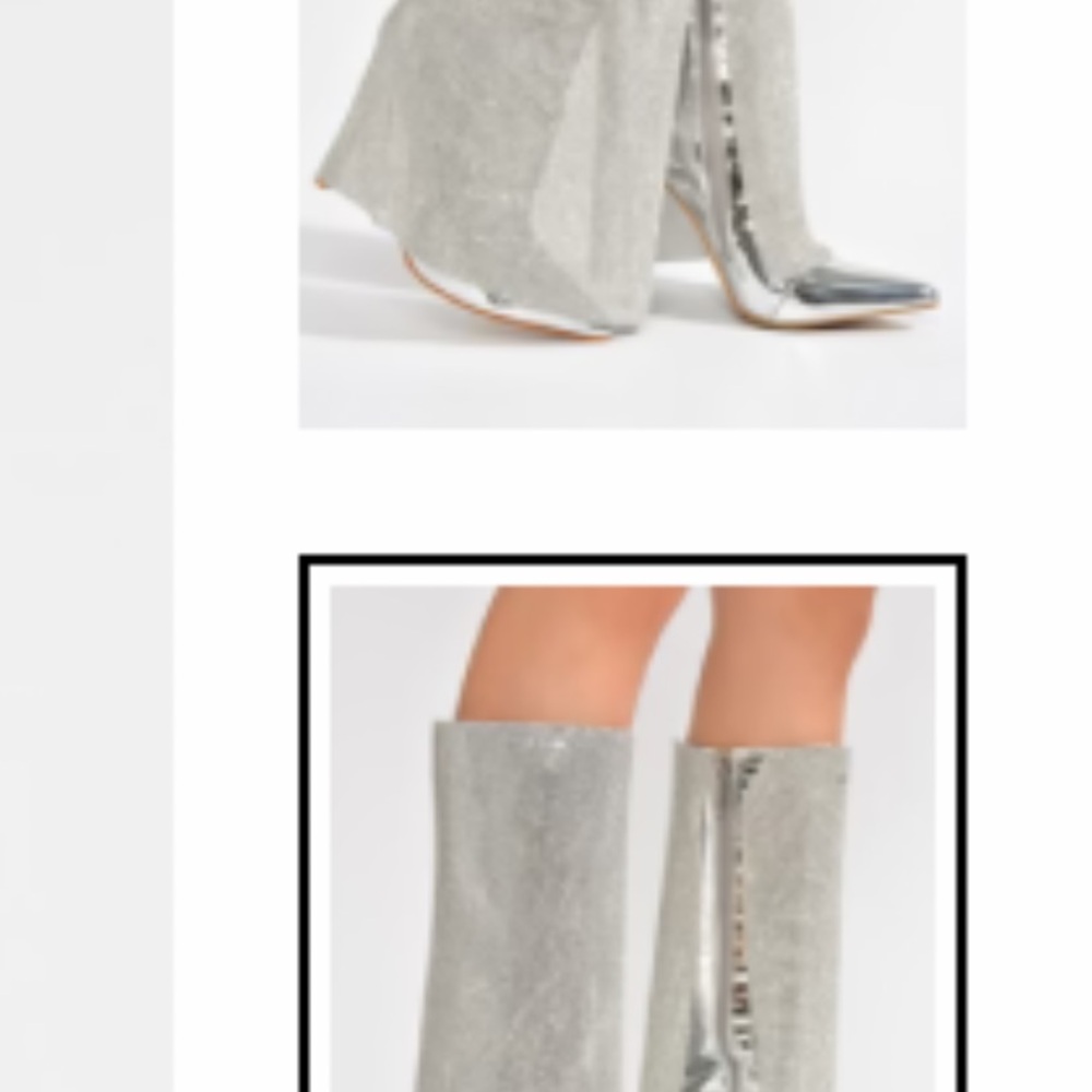 Silver Rhinestone Knee-High Boots - Picture 5 of 5